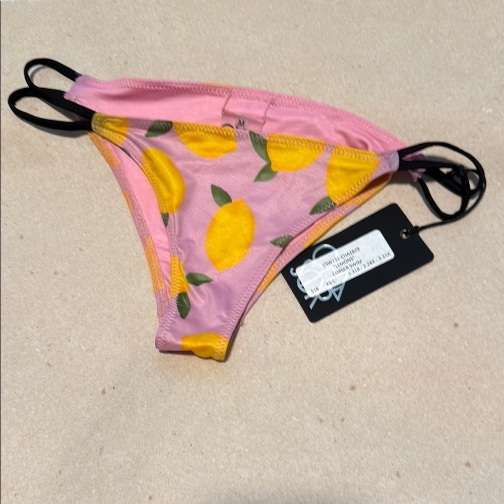 Chaser Pink Lemon Print Bikini Bottom M